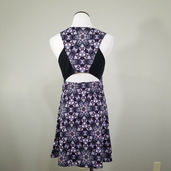 BCBGeneration Y2K Mini Dress XS Sleeveless Knit Cutout Blue Fog Kaleidoscope - Picture 8 of 12